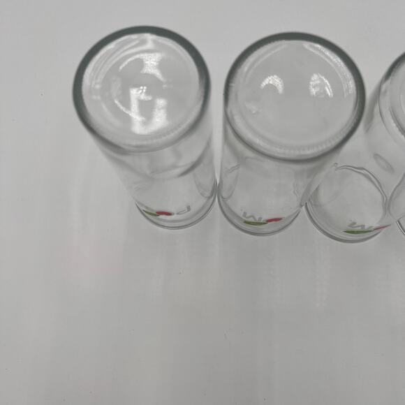 POM Drinking Glasses Set of 4 Clear Tall Logo Leaf Heart 6.5 in Collector - Picture 9 of 10
